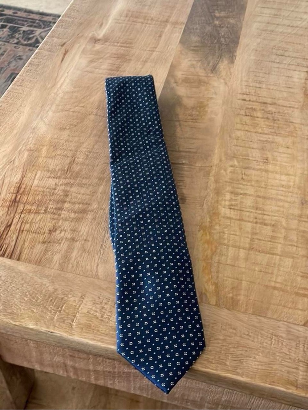 Chaps Navy Blue Micro-Geometric Woven Tie - Picture 5 of 5